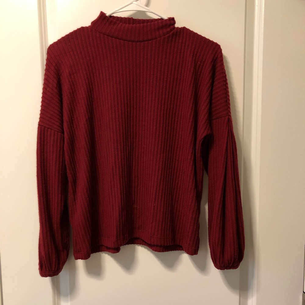 Charlotte Russe dark red high neck long sleeve